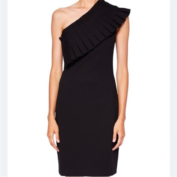 TED BAKER London‎ LAYLAHI Over the Shoulder Ruffle Dress Black Mini SZ 0 2 Party - Picture 2 of 8